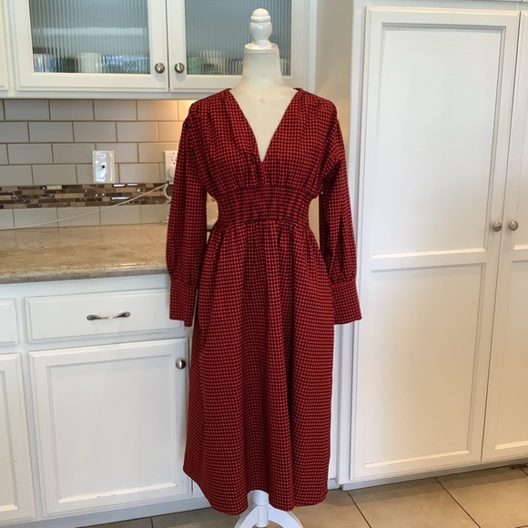 First Love Plaid Check Midi/Maxi Dress Size Small Red & Black - Picture 1 of 10